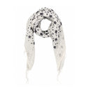 Lightweight Star Print Square Scarf with Metallic Stripes