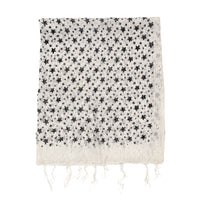 Lightweight Star Print Square Scarf with Metallic Stripes