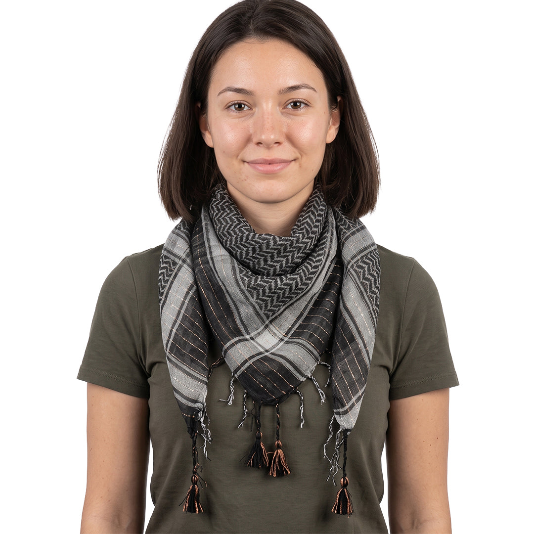 Shemagh Keffiyeh Patterned Metallic Thread Scarf