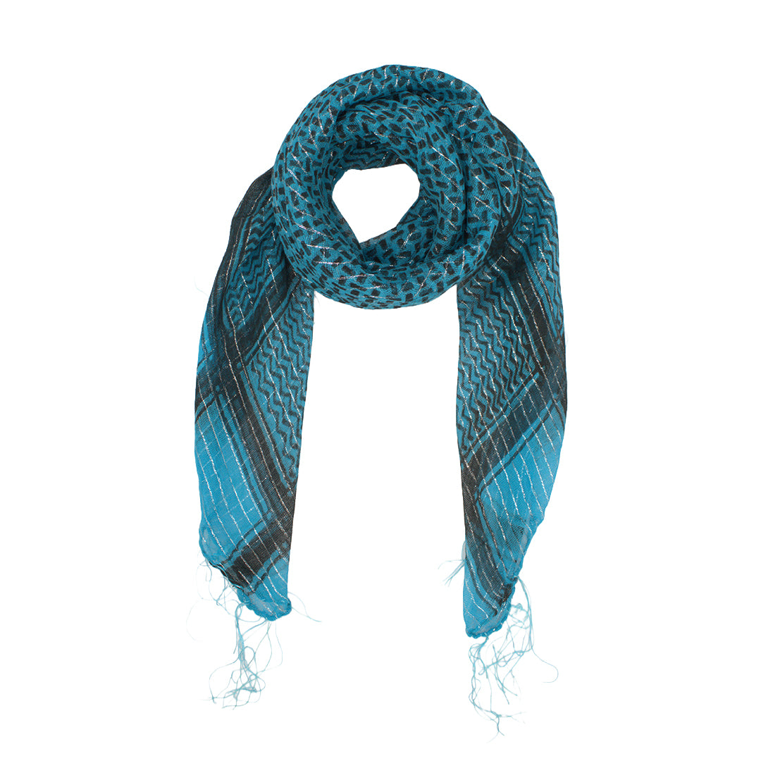 Shemagh Keffiyeh Patterned Metallic Thread Scarf