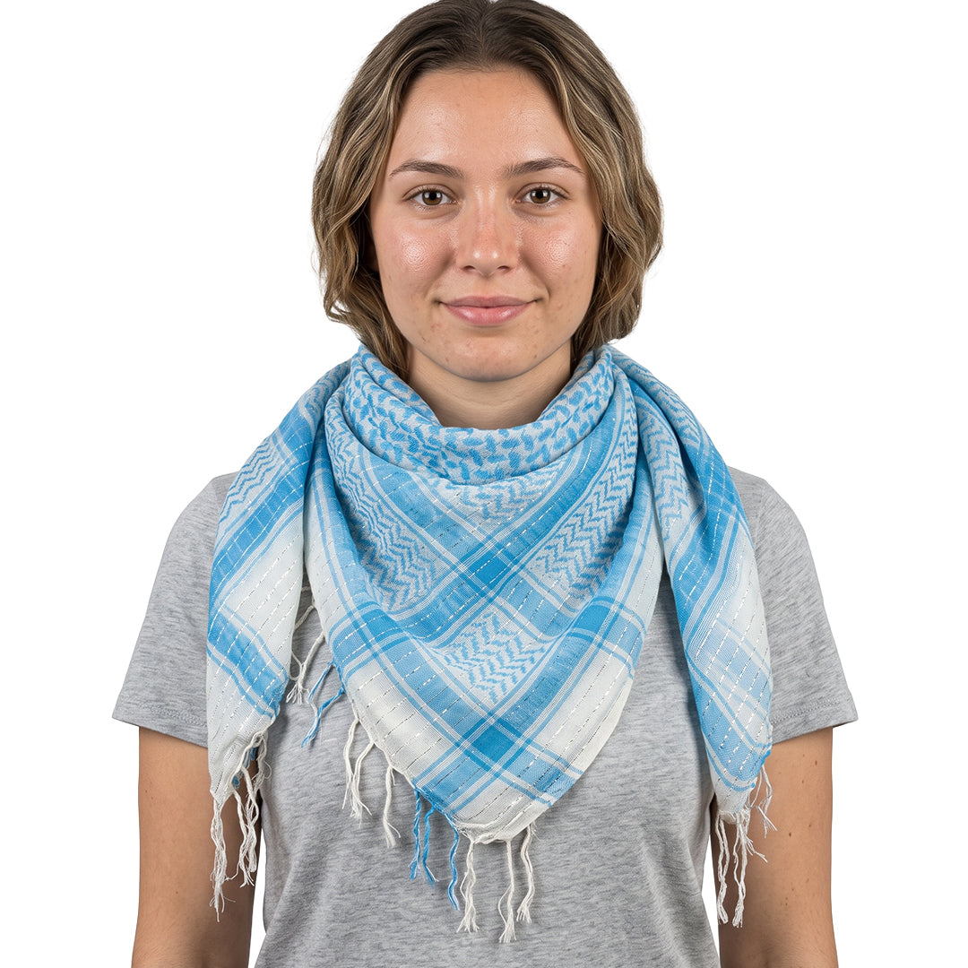 Shemagh Keffiyeh Patterned Metallic Thread Scarf