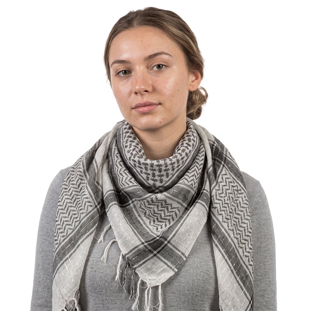 Shemagh Keffiyeh Patterned Metallic Thread Scarf