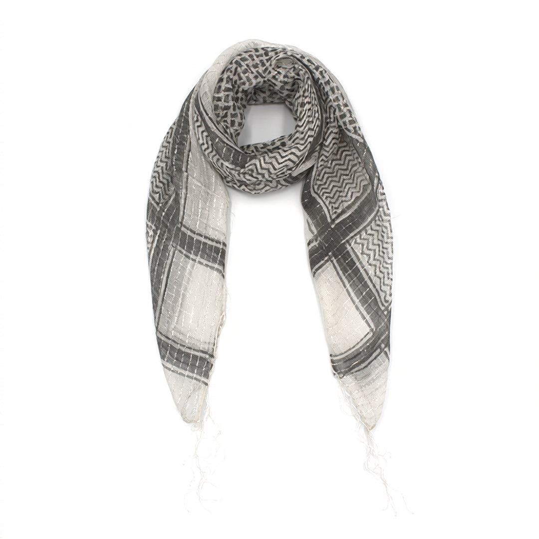 Shemagh Keffiyeh Patterned Metallic Thread Scarf