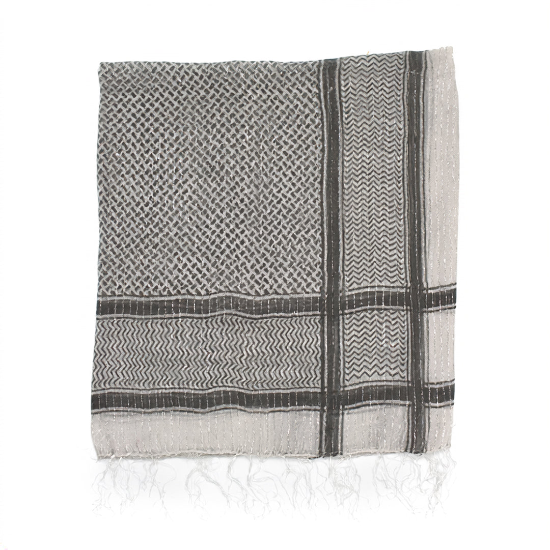 Shemagh Keffiyeh Patterned Metallic Thread Scarf