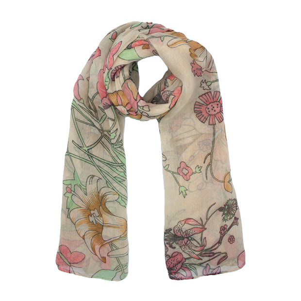 Lightweight Colourful Flower Printed Scarf