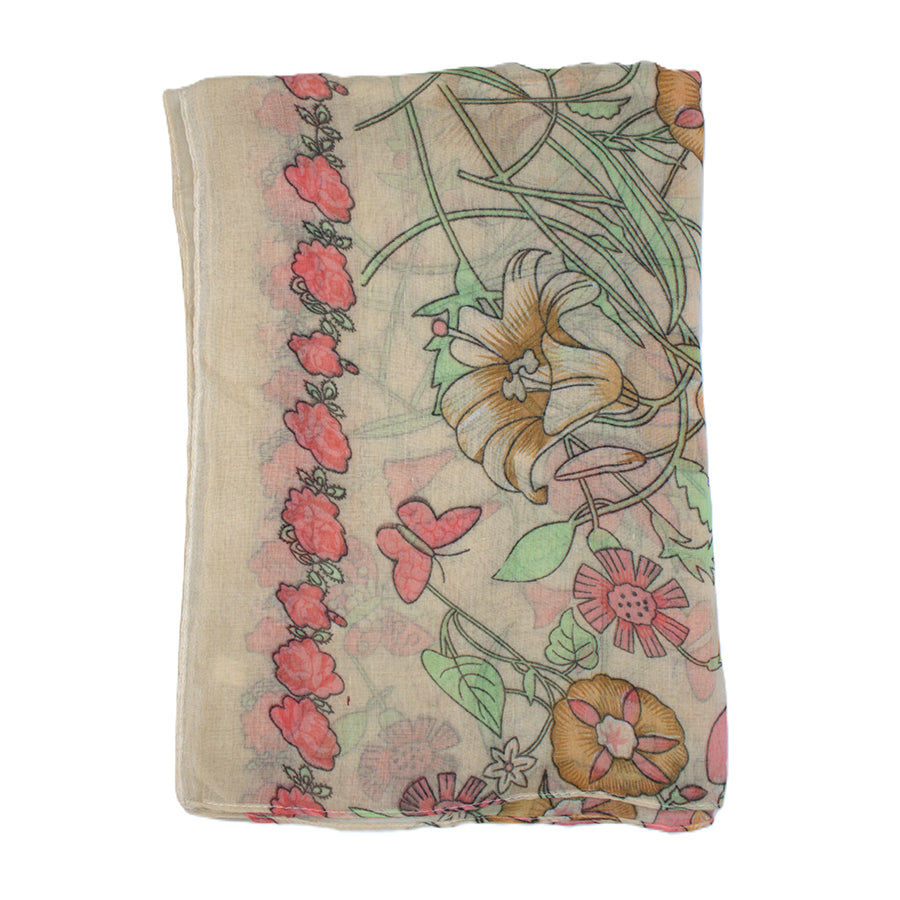 Lightweight Colourful Flower Printed Scarf
