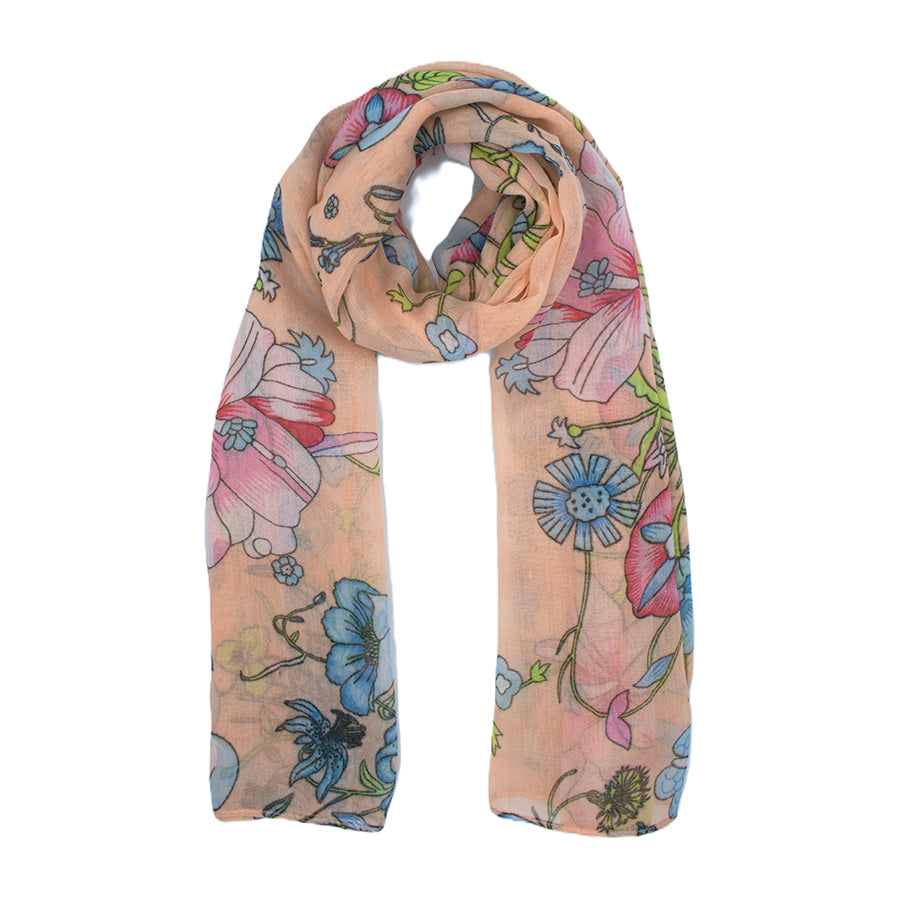 Floral patterned scarf on a white background