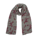 Grey & Burgundy Donkey & Crown Print Scarf