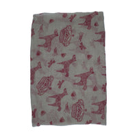 Grey & Burgundy Donkey & Crown Print Scarf