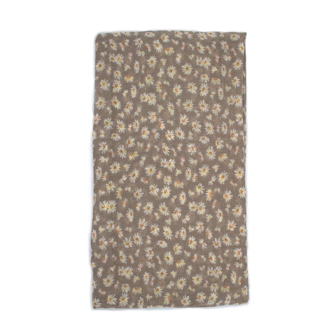 Black Daisy Floral Print Scarf