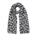 Black Daisy Floral Print Scarf