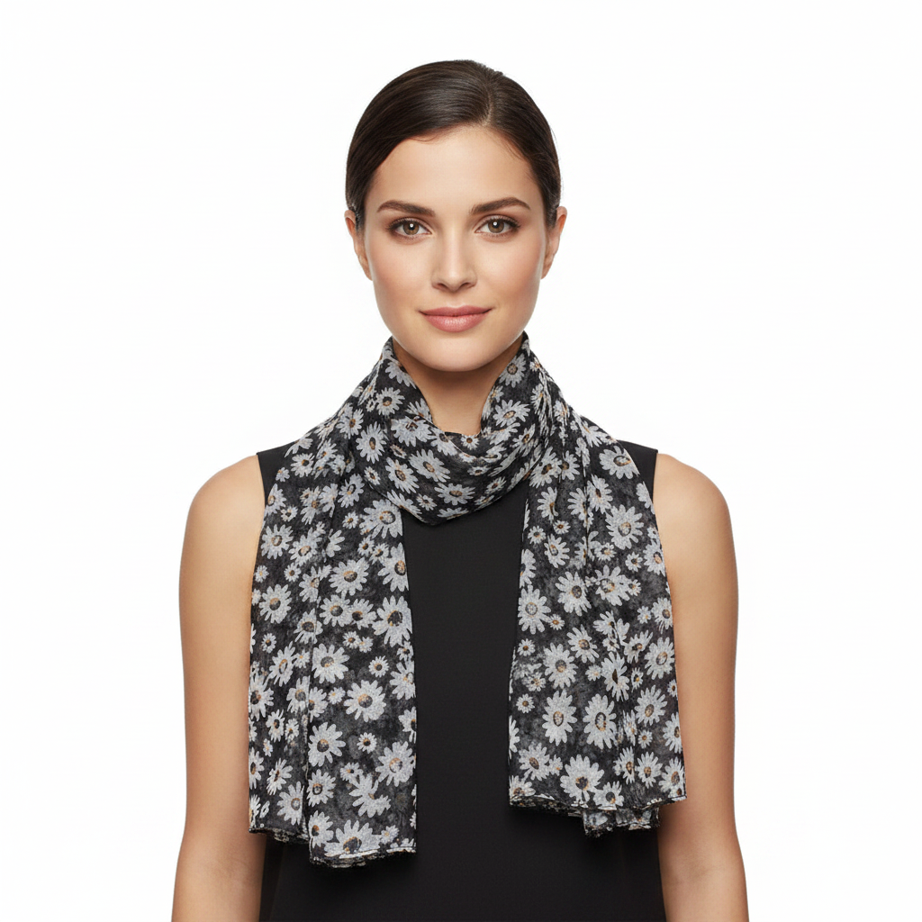 Floral patterned scarf on a white background