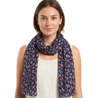 Black Daisy Floral Print Scarf