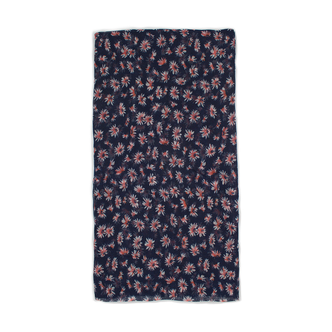 Black Daisy Floral Print Scarf