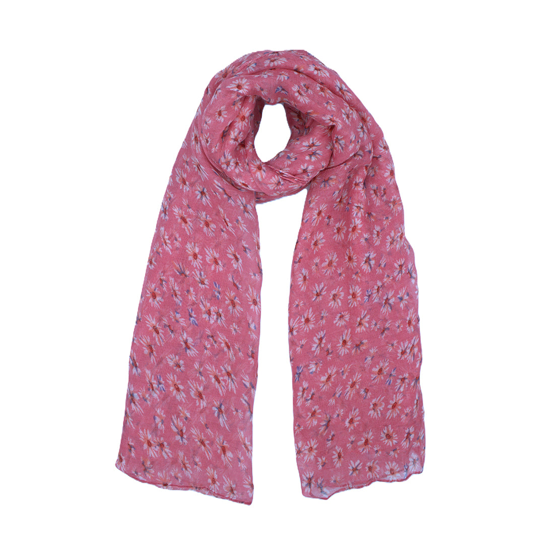 Black Daisy Floral Print Scarf