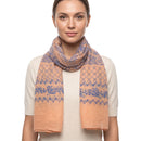 Peach & Blue Damask Print Scarf