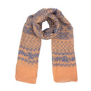 Peach & Blue Damask Print Scarf