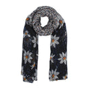 Black & White Flower Printed Scarf