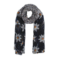 Black & White Flower Printed Scarf