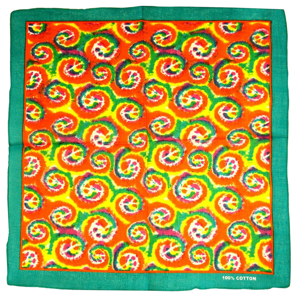 Tie Dye CND Peace Sign Bandana with Jade Green Border
