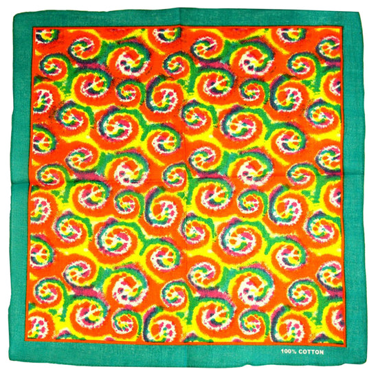 Tie Dye CND Peace Sign Bandana with Jade Green Border
