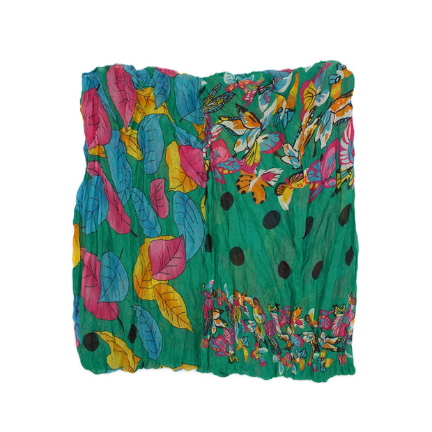 Multicolour Butterflies Polka Dot & Leaf Print Scarf
