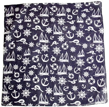 Navy Blue & White Nautical Themed Bandana