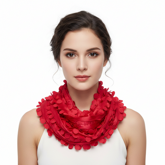 Textured Petal Scarf Ruffled Silky Fashion Scarf