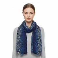 Blue leopard print scarf on a white background
