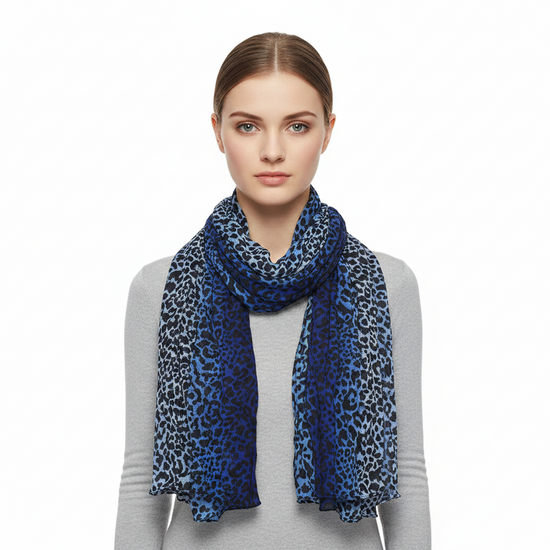 Striped Leopard Print Soft Crinkle Scarves Wrap Shawl