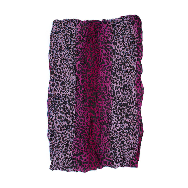 Striped Leopard Print Soft Crinkle Scarves Wrap Shawl