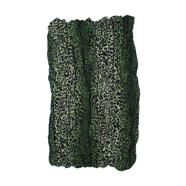 Striped Leopard Print Soft Crinkle Scarves Wrap Shawl