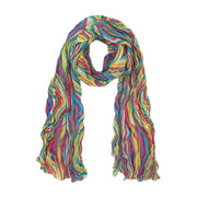 Multicolour Striped Wavy Pattern Soft Crinkle Scarves