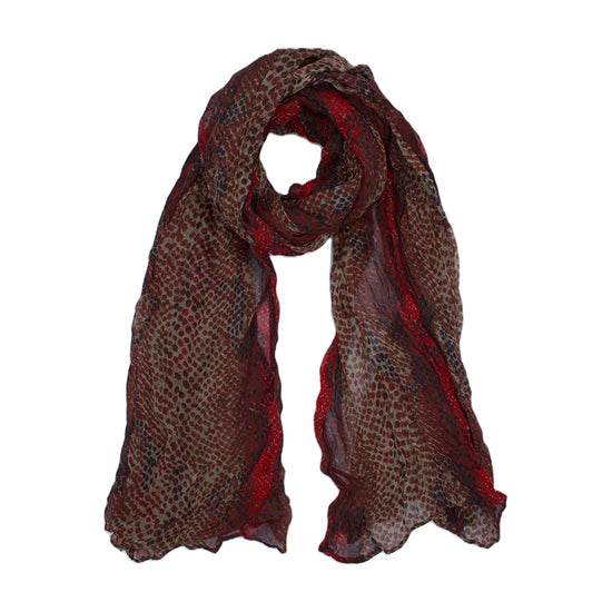 Mutlicolour Tone Snake Skin Print Scarf