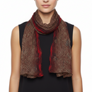 Red and brown patterned scarf on a white background