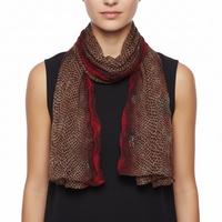 Red and brown patterned scarf on a white background