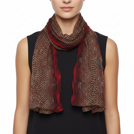 Mutlicolour Tone Snake Skin Print Scarf