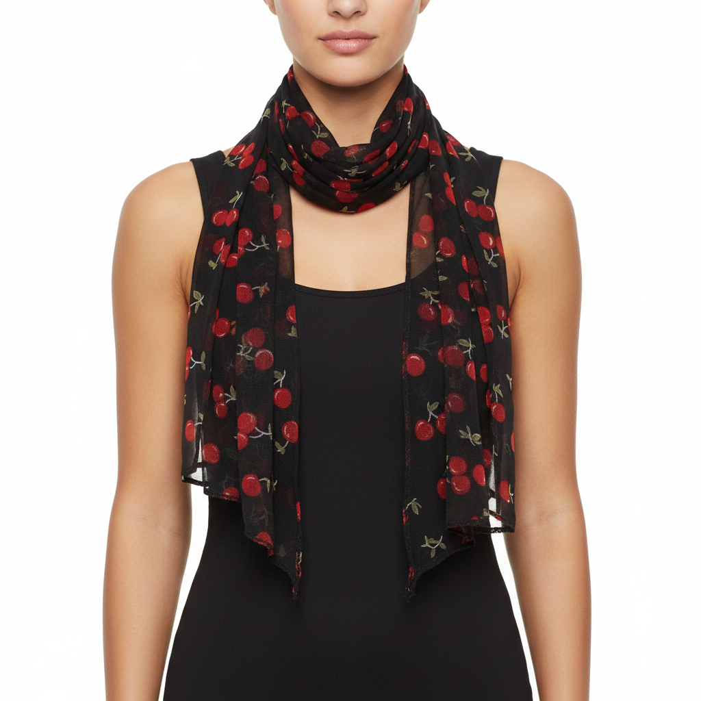 Cherry Print on Black Sash (3 in 1)