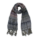 Chevron Zigzag Knit Scarf with Fringe Tassels