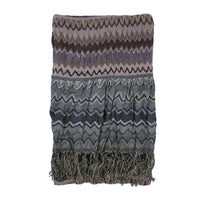 Chevron Zigzag Knit Scarf with Fringe Tassels