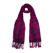 Floral Scarf with Crinkled Texture and Tassels