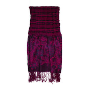 Floral Scarf with Crinkled Texture and Tassels