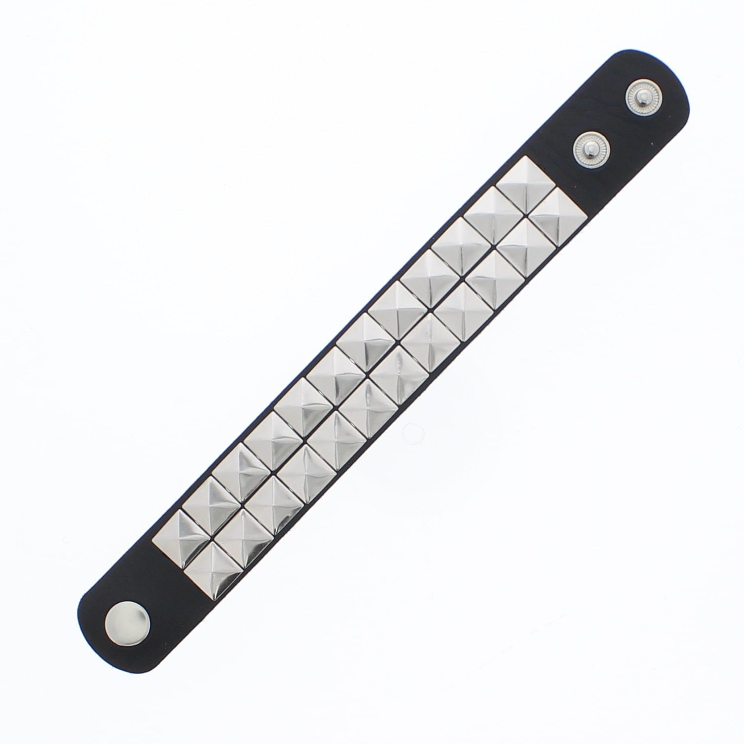 2 Row Metallic Pyramid Studded PU Bracelet