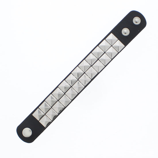 2 Row Metallic Pyramid Studded PU Bracelet