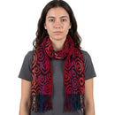 Swirl Patterned Stretchable Fringe Vintage Scarf