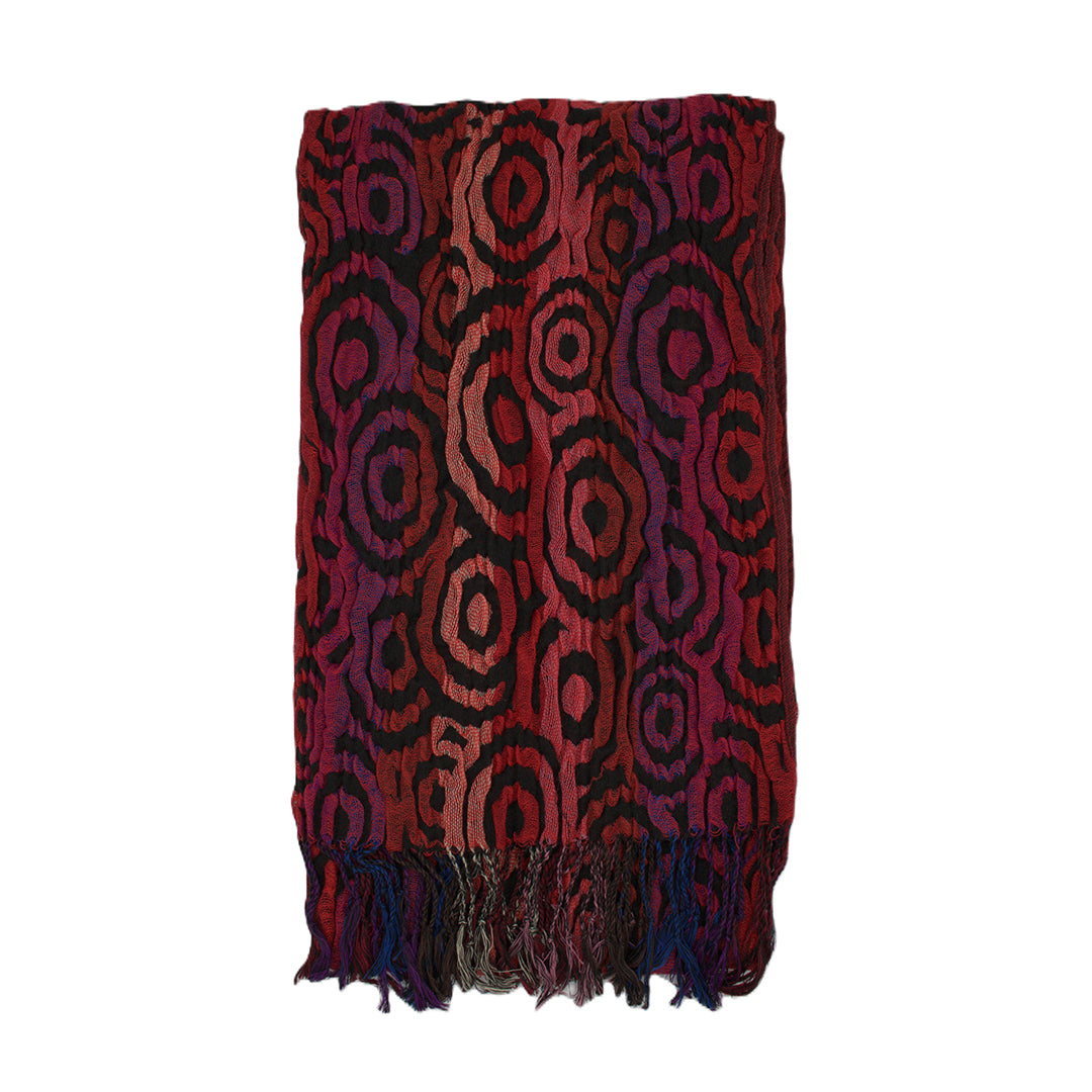 Swirl Patterned Stretchable Fringe Vintage Scarf