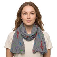 Multicolour Musical Note Print Scarf