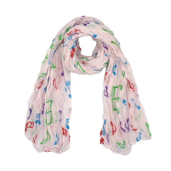 Multicolour Musical Note Print Scarf