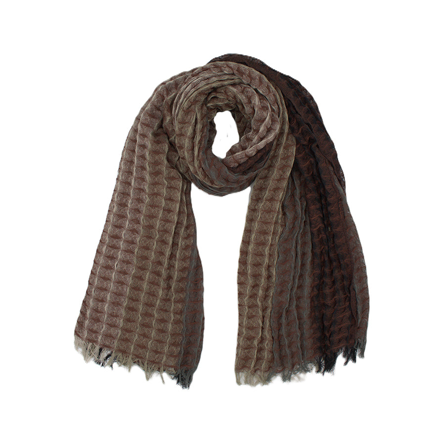 Textured Lightweight Fringed Ombré Scarf