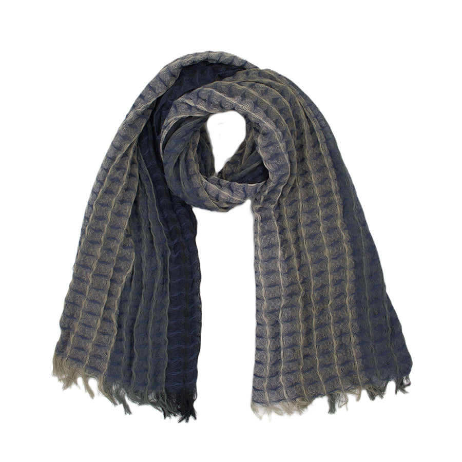 Textured Lightweight Fringed Ombré Scarf